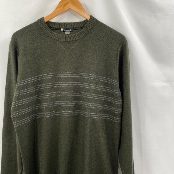 Smartwool M green striped merino wool sweater - Picture 3 of 7